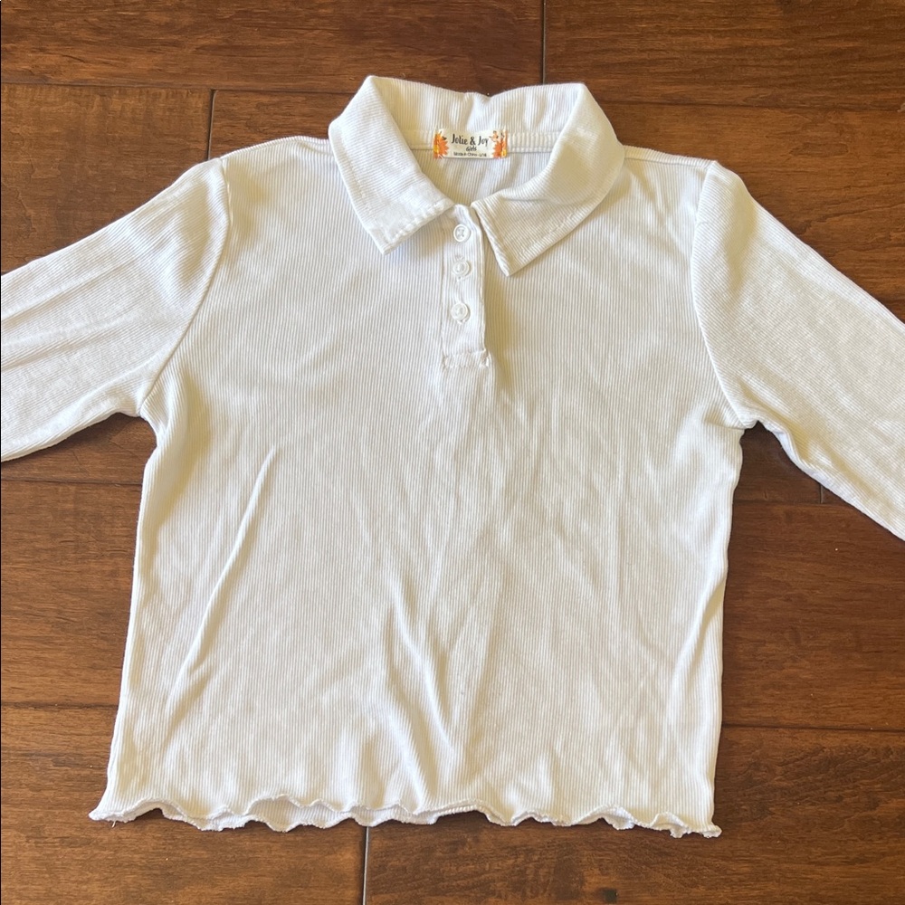 Jolie&Joy White collar shirt girls L 14